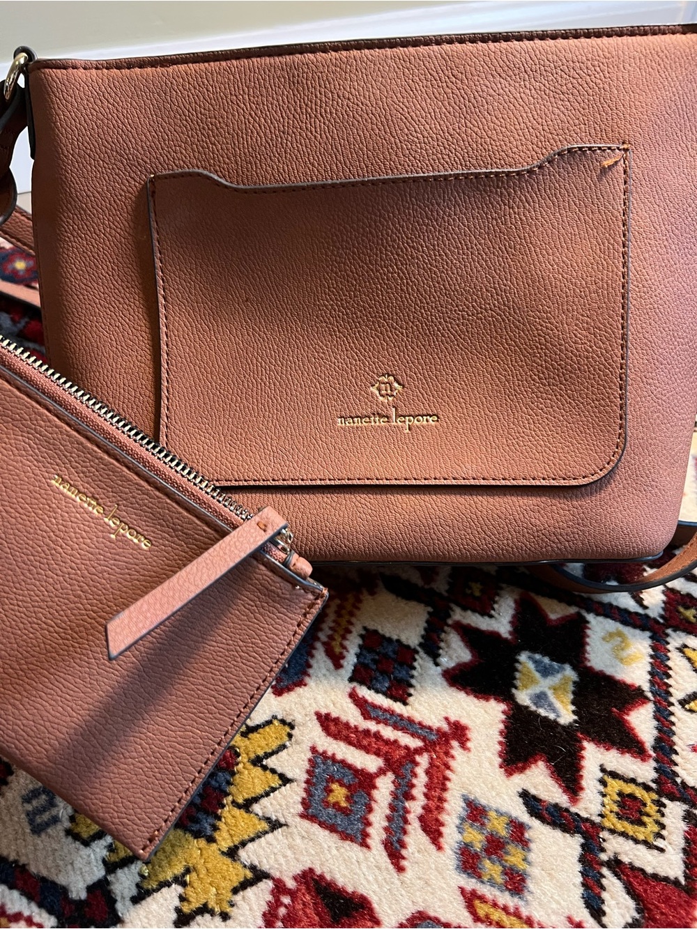 Nanette Lepore Pebbled Shoulder Bag with Front Pocket and Change Purse - Picture 2 of 7